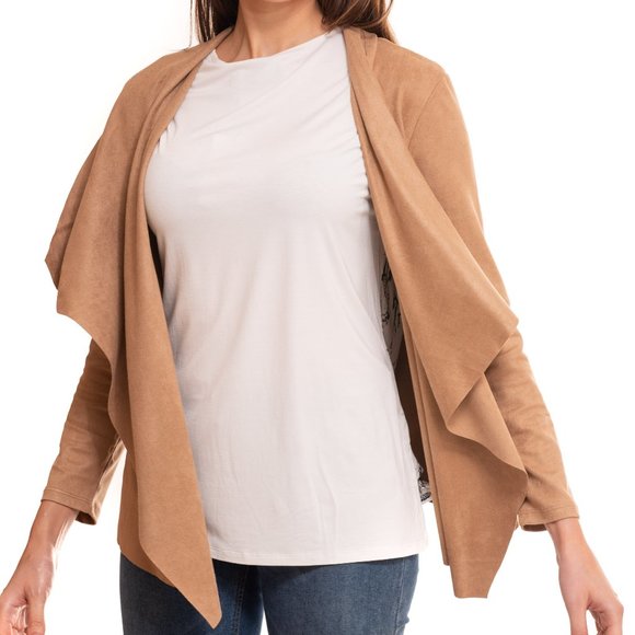 Vecceli Italy Women's Milano Faux Suede Luxe Cardigan - Picture 1 of 4